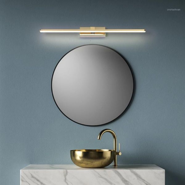 Lámpara de pared Cromo / Oro Moderno LED Espejo Luz Baño Baño Accesorios frontales Maquillaje 110V-220V Wall1