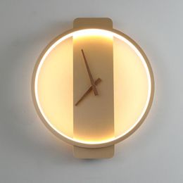 Applique murale LED avec horloge, design nordique moderne et minimaliste, luminaire décoratif d'intérieur, idéal pour une chambre à coucher, un salon ou une chambre à coucher