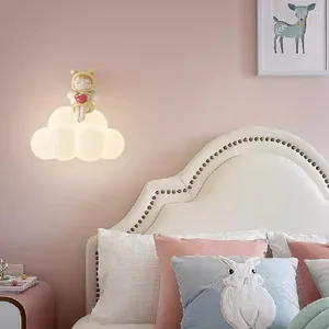 Muurlamp wolk schattige kinderkamerlampen witte beer engel warm romantisch jongens meisje slaapkamer bedlichten