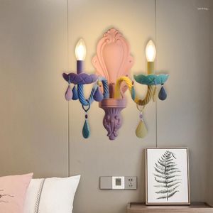 Applique couleur chambre d'enfant princesse lampes de chevet vague chaude bébé fille chambre décor lumières LED Macaron