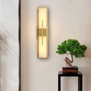 Wandlamp Koper Chinees LED Marmer El Gastenkamer Luxe Verlichting Woonkamer Achtergrond Slaapkamer Nachtkastje Villa Gangpad