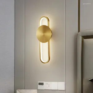 Wandlamp Koper Licht Luxe Moderne Slaapkamer Nachtkastje Minimalistisch Creatief El Staircase Villa Gang Woonkamer Achtergrond