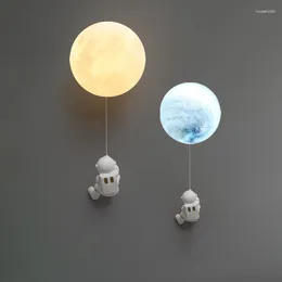 Wandlamp Koper Maan Minimalistische LED-lampen voor kinderkamer Slaapkamer naast achtergrond Home Creatieve Astronaut Jongen Speelgoed Lustres