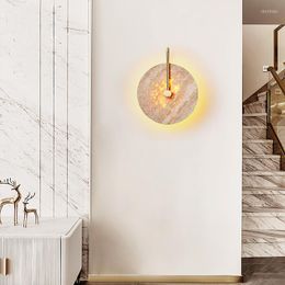 Applique murale cuivre pierre lumière chambre chevet Simple salon canapé fond décor à la maison concepteur créatif minimaliste LED