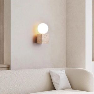 Wandlamp Crème Stijl Woonkamer Bank Achtergrond Veranda Sfeer Slaapkamer Nachtkastje Eenvoudige Gele Grotsteen