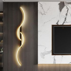 Wall Lamp Creative Art Decor LED Nordic Living Room TV Background S Shape Liner Light Indoor Bedroom Bedside Sconce