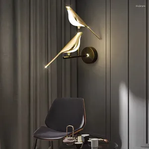 Wandlamp Creatieve vogel 360 ° Roteerbare LED -lampen Slaapkamer Bedroom Bodebad Golden Touch Switch Lights SCONCE Home