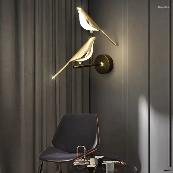 Lampe murale Creative Bird 360 ° lampes à LED rotatifs chambre à coucher de chambre à coucher au lit intérieur Golden Touch Interrupteur de feux