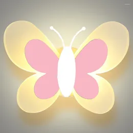Lámpara de pared Sala para niños Creative Children Cartoon Butterfly Bedside dormitorio Viviente Ambiente de decoración