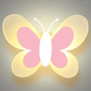 Wandlamp Creatieve kinderkamer Minimalistische cartoon vlinderside slaapkamer Living Decoratie sfeer