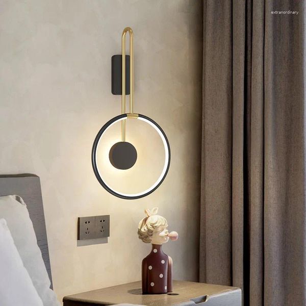 Lámpara de pared Led creativa, lámparas de noche para dormitorio, luz Simple moderna, fondo de sala de estar escandinavo de lujo, pasillo