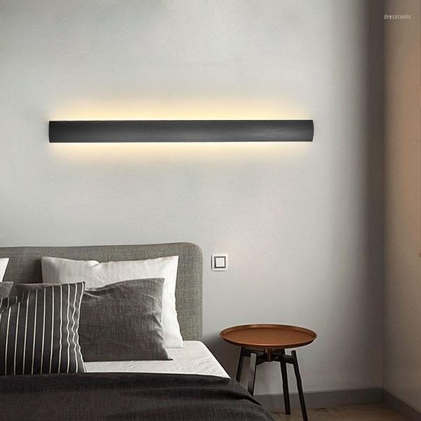 Applique murale créative longue LED moderne minimaliste arrière-sol salon chevet en aluminium lumière applique d'éclairage