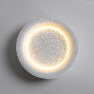 Wandlamp Creatieve maan LED -lampen Sterrenslaapkamer Bedroom Lichten Corridor Trap Decoratieve muurschildering Gypsum Binnenverlichtingsarmaturen