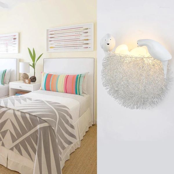 Lampe murale Personnalité créative Bird's Nest LED Small House Art Children's Children's Room Dining Toom Study Study Bedsid