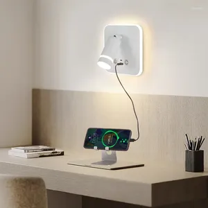 Lámpara de pared Creative Touch Minimalista Luz de lectura junto a la cama con USB El Room Atenuación de tres colores
