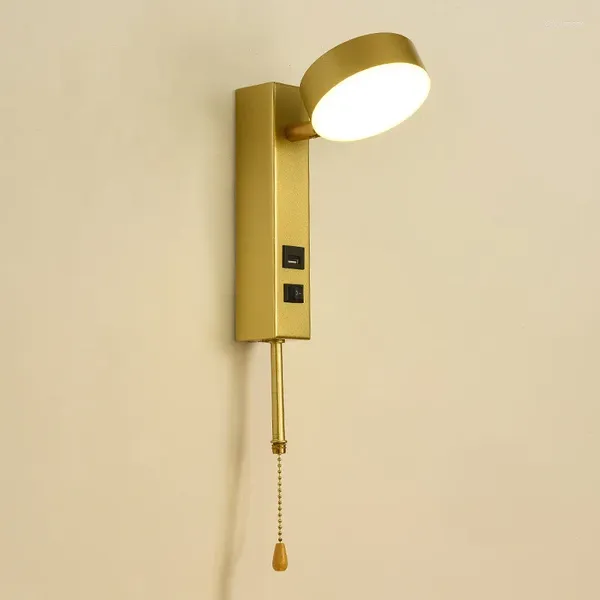 Lámpara de pared Creative USB Tricolor Regulable Dormitorio Luz de noche con interruptor Lectura minimalista Luces LED