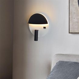 Wandlamp Creatief Met USB-aansluiting en opbergruimte LED-lampen Amerikaans dienblad Toepassen op slaapkamer Nachtkastje Badkamer Modern minimalistisch armatuur