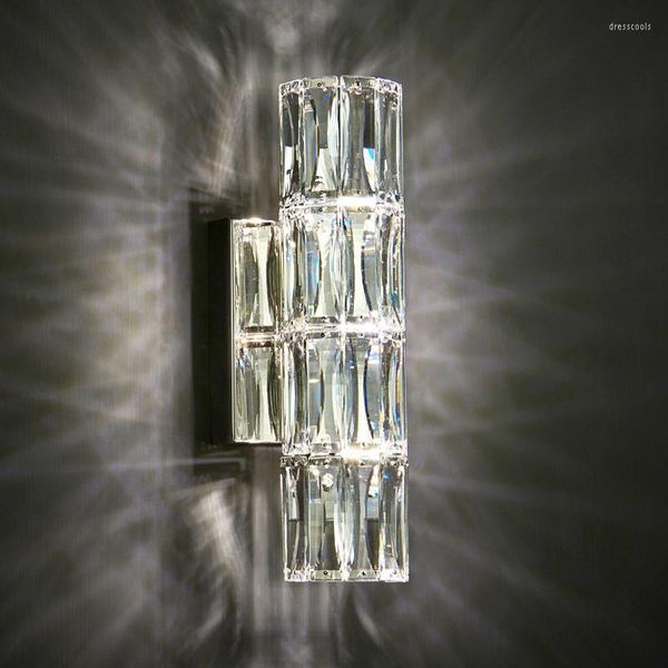 Lámpara de pared Dormitorio de cristal Apliques Iluminación Cromo Interior Hermosos accesorios de iluminación de vidrio Montaje moderno y elegante