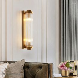 Lámpara de pared de cristal dorado, luz interior moderna para dormitorio, mesita de noche, decoración de sala de estar, candelabro LED para baño