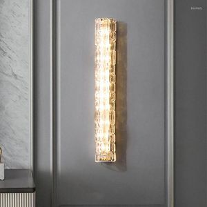 Wandlamp Kristal LED Verlichting Cpper Foyer Nachtkastje TV Achtergrond Blaker Rechthoek Home Verlichtingsarmaturen Nordic Drop