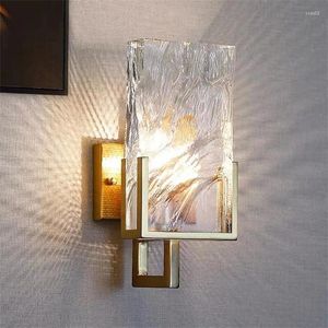 Lámpara de pared Luz de cristal Oro para sala de estar Fondo de dormitorio Corredor Corredor Decoración de baño E14 luces aplicativas LED