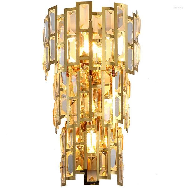 Applique murale cristal Lustre luxe E14 ampoule pour salon moderne chambre couloir intérieur décor appliques El Villa éclairage