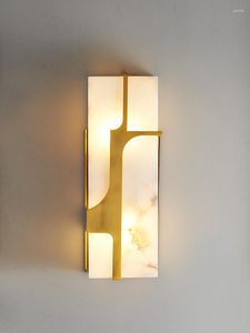 Applique murale cuboïde marbre LED applique Art Design salon chambre lumière métal doré montage en Surface El éclairage Unique
