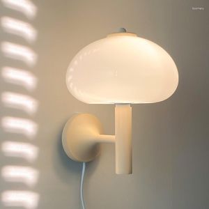 Lampe murale mignonne crème Mushiroom Glass Lights Study Aisle Bedroom Bedside Light Bauhaus LED