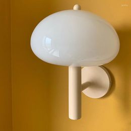 Applique Murale Mignon Crème Champignon Verre Lumière Étude Allée Chambre Chevet Bauhaus Led