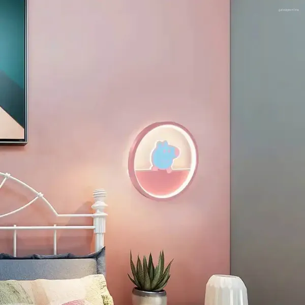 Lámpara de pared lindo panda led niños diseño de dibujos animados rosa para sala de estar dormitorio hogar el cabecera decorativa