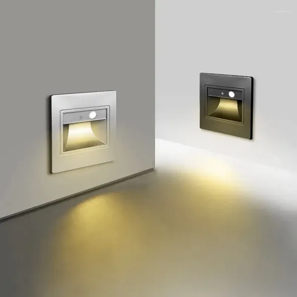 Lámpara de pared D5 LED empotrado Pir Motion Sensor Sensor Caja de caja de la escalera Corredor Corredor de la iluminación Decoración Luz interior para el hogar