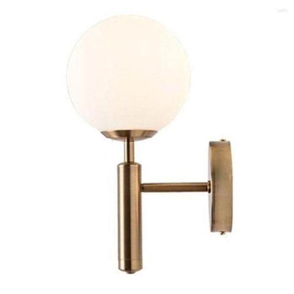 Lámpara de pared Iluminación Led decorativa Lámpara de bola de cristal nórdica Espejo de baño Luz Oro Moderno Redondo Blanco cálido L