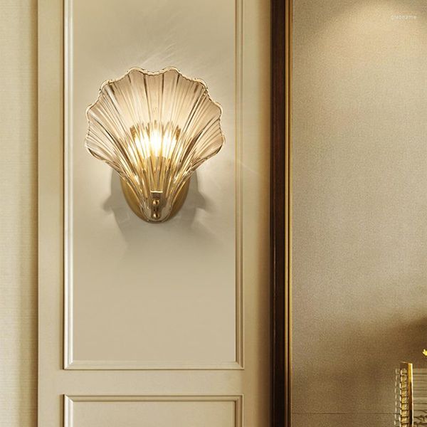 Applique Design Led coque en verre moderne Hall luminaires créatifs applique chambre miroir abat-jour décor cuisine lumière