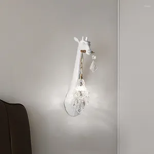 Wandlamp Designer Hars Giraffe Kristallen Schans Nachtkastje Slaapkamer Binnenverlichting Woonkamer Achtergrond Bar Led-verlichting