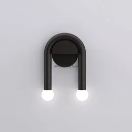 Diseñador de lámpara de pared Diseño en forma de U LED Negro para el estudio al lado del dormitorio Morden Lighting Indoor Minimalista de decoración del hogar Minimalista