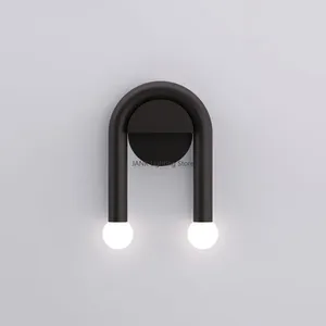 Concepteur de lampe murale conception en U LED noir pour étude de chambre à côté de la chambre Morden Lighting Indoor Minimalist Home Decor Fixture