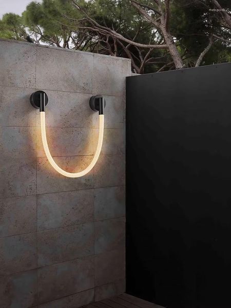 Lámpara de pared regulable LED al aire libre impermeable tela flexible cuerda luz aplique decoración arandela externa para patio trasero