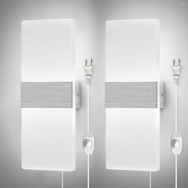Applique murale Dimmable Appliques Plug In Moderne 12W Acrylique LED Luminaire Pour Salon Chambre Couloir Blanc Froid