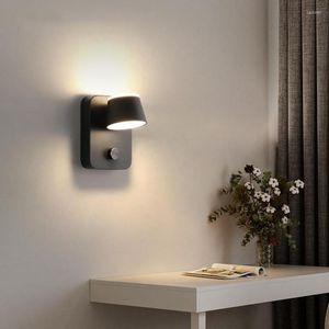 Lámpara de pared con atenuación LED para dormitorio, mesita de noche con interruptor de perilla, luces luminosas giratorias hacia arriba y hacia abajo, Au116