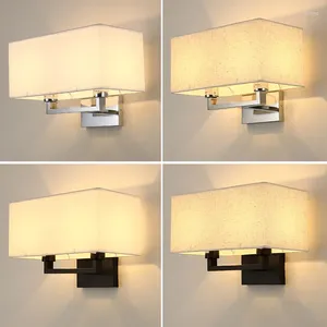 Wandlamp Dubbele E27 Lamphouder Blaker Moderne Woondecoratie Wit/Beige Stoffen Schaduw Slaapkamer El Kamer Nachtkastje Led-licht