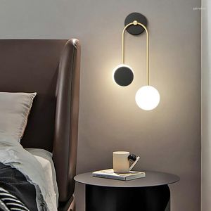 Wandlamp Slaapkamer met dubbele kop Scandinavisch Postmodern Minimalistisch Woonkamer Gangpad Achtergrond