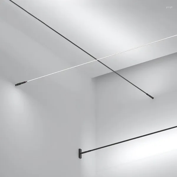 Lámpara colgante de pared moderna y minimalista, tira de luces Led blancas y negras, barra lineal Skyline, luces para sala de estar y dormitorio