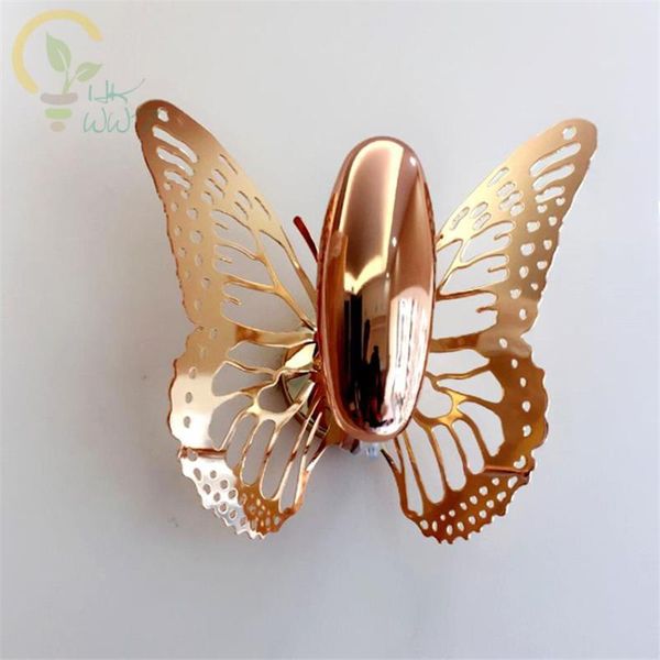 Lámpara de pared E14 Creative LED Butterfly Lampshade Proyección Shadow Light Gold Sconce para el hogar Café