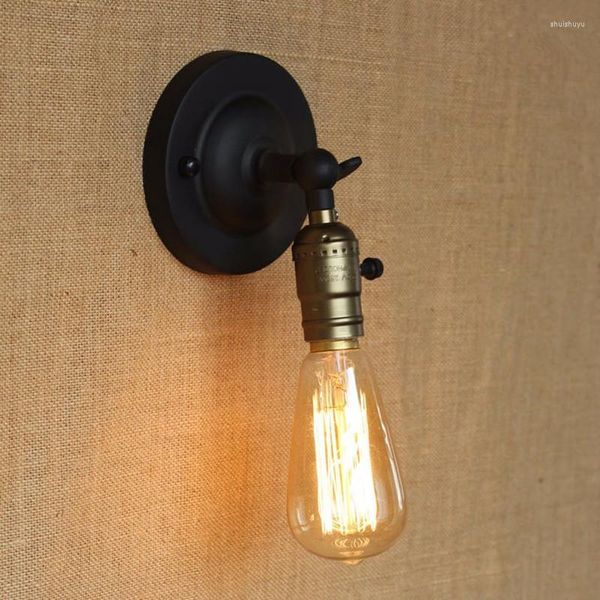 Lámpara de pared Edison Bombilla Mini Perilla Interruptor Almacén Loft País Retro Industria Vintage Hierro Lámparas pequeñas