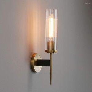 Wandlamp elegante badkamerslichten Stijlvolle antieke bronzen cilinderglas SCONCE voor ijdelheid hal woonkamer
