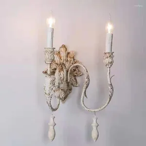 Applique européenne Antique en bois vieilles Villas Els escalier couloir chambre chevet luminaires TV fond lumière