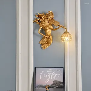 Wandlamp Europees kristal goud slaapkamer nachtkastje El studeerkamer gang foyer schans woonachtergrond