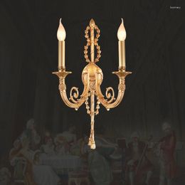 Wall Lamp European Golden Copper Candle Living Room Trap Slaapkamer Corridor E14 Franse klassieke koperen SCONCE LICHT