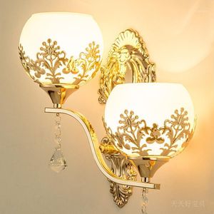 Wandlamp European LED Crystal Gold Woonkamer Klein Slaapkamer Leeslampen Gang Trap Lichte Woondecoratie ZM1117