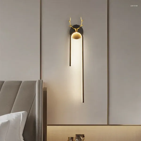Lámpara de pared Strip Strip Led Led Led para el dormitorio Cobre Copper Luz Nordic El Proyecto Accesorios